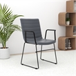 Office Chair in Leather/Polyester with Stainless Steel Base in Gray Leather