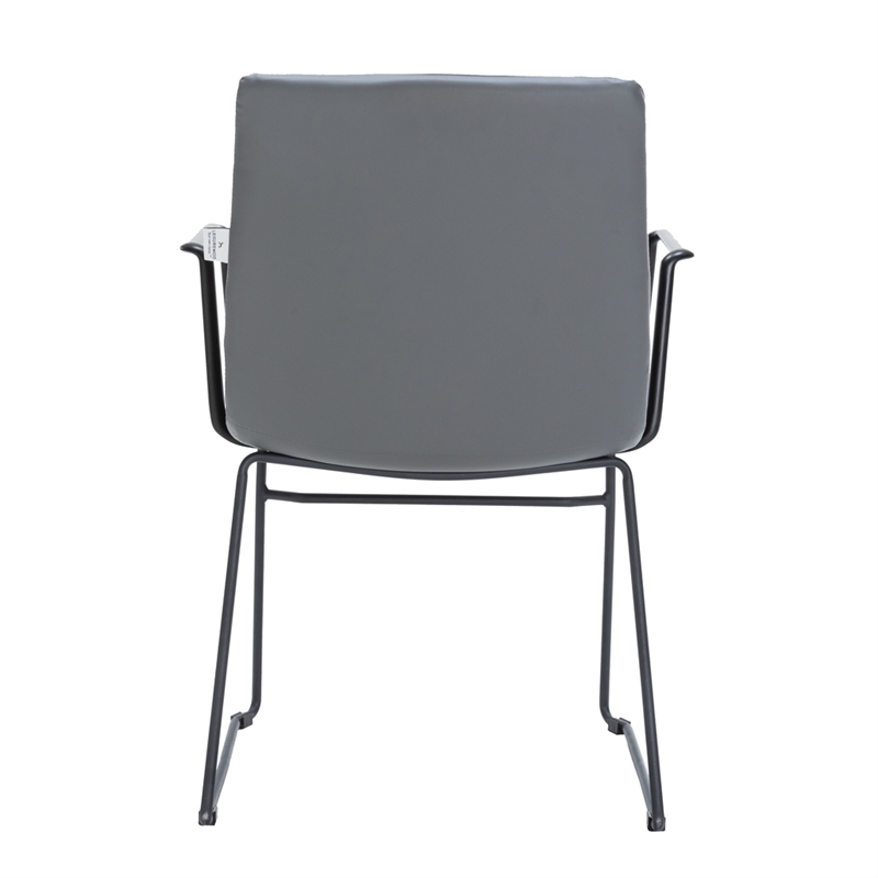 Office Chair in Leather/Polyester with Stainless Steel Base in Gray Leather