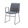 Office Chair in Leather/Polyester with Stainless Steel Base in Gray Leather