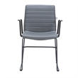 Office Chair in Leather/Polyester with Stainless Steel Base in Gray Leather