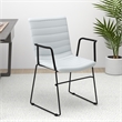 LeisureMod Office Chair in Leather/Polyester with Stainless Steel Base in White