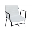 LeisureMod Office Chair in Leather/Polyester with Stainless Steel Base in White