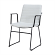 LeisureMod Office Chair in Leather/Polyester with Stainless Steel Base in White