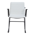LeisureMod Office Chair in Leather/Polyester with Stainless Steel Base in White