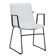 LeisureMod Office Chair in Leather/Polyester with Stainless Steel Base in White