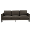 LeisureMod 3-Seater Velvet Sofa with Black Stainless-Steel Base in Dark Gray