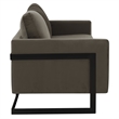 LeisureMod 3-Seater Velvet Sofa with Black Stainless-Steel Base in Dark Gray