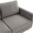 LeisureMod 3-Seater Velvet Sofa with Black Stainless-Steel Base in Light Gray