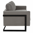 LeisureMod 3-Seater Velvet Sofa with Black Stainless-Steel Base in Light Gray