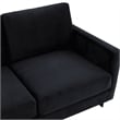 LeisureMod 3-Seater Upholstered Velvet Sofa with Black Stainless-Steel Base in Black