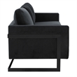 LeisureMod 3-Seater Upholstered Velvet Sofa with Black Stainless-Steel Base in Black