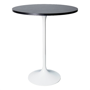27&quot Bar Dining Table with Sintered Stone Round Top White Steel in Black