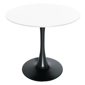 Round Dining Table 27&quot MDF Wood Tabletop in Black Steel in White