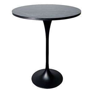 27&quot Bar Height Table with MDF Round Top and Black Steel Base in Black