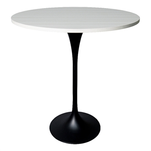 36&quot Bar Height Table with MDF Round Top and Black Steel Base in Natural