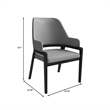Leather Dining Chair with Curved Open Back and Rubberwood Legs in Gray