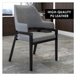 Leather Dining Chair with Curved Open Back and Rubberwood Legs in Gray