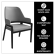 Leather Dining Chair with Curved Open Back and Rubberwood Legs in Gray