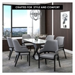 Leather Dining Chair with Curved Open Back and Rubberwood Legs in Gray