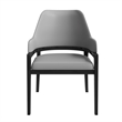 Leather Dining Chair with Curved Open Back and Rubberwood Legs in Gray