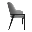 Leather Dining Chair with Curved Open Back and Rubberwood Legs in Gray
