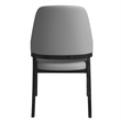Leather Dining Chair with Curved Open Back and Rubberwood Legs in Gray