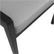 Leather Dining Chair with Curved Open Back and Rubberwood Legs in Gray