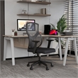 Mid-Back Fabric Office Chair with Adjustable Height Swivel Tilt in Gray