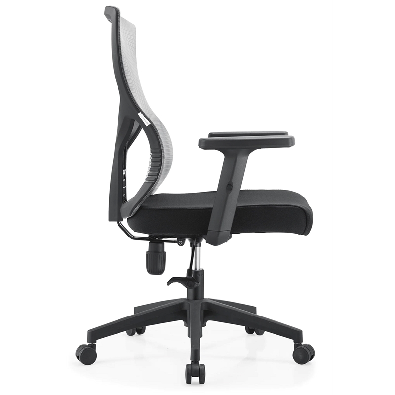 Mid-Back Fabric Office Chair with Adjustable Height Swivel Tilt in Gray