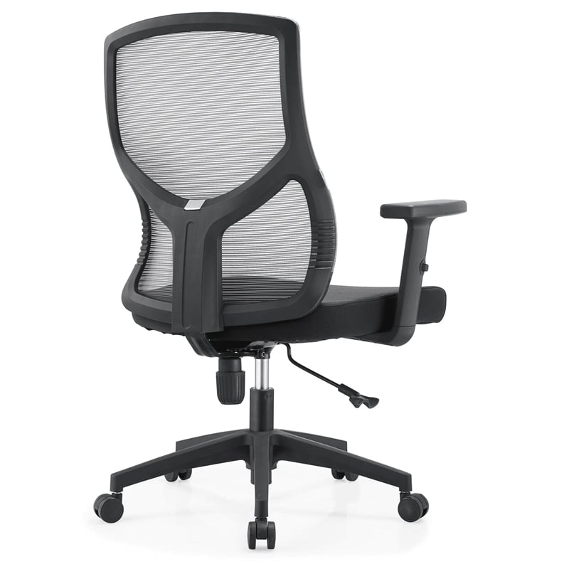 Mid-Back Fabric Office Chair with Adjustable Height Swivel Tilt in Gray
