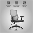 Mid-Back Fabric Office Chair with Adjustable Height Swivel Tilt in Light Gray