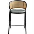 Ervilla Wicker Back and Leather Upholstered Bar Stool in Gray/Black (Set of 2)