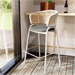 Ervilla Wicker Back and Leather Upholstered Bar Stool in Gray/White (Set of 2)