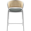 Ervilla Wicker Back and Leather Upholstered Bar Stool in Gray/White (Set of 2)