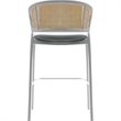 Ervilla Wicker Back and Leather Upholstered Bar Stool in Gray/White (Set of 2)