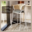 Ervilla Wicker Back and Leather Upholstered Bar Stool in Gray/White (Set of 2)