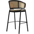 Ervilla Wicker Back and Leather Upholstered Bar Stool in Taupe/Black (Set of 2)