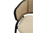 LeisureMod Ervilla Wicker Back and Leather Upholstered Bar Stool in Beige/Black