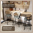 LeisureMod Ervilla Wicker Back and Leather Upholstered Bar Stool in Gray/Black