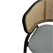 LeisureMod Ervilla Wicker Back and Leather Upholstered Bar Stool in Gray/Black