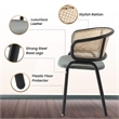LeisureMod Ervilla Wicker Back and Leather Seat Dining Chair in Gray/Black