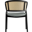 LeisureMod Ervilla Wicker Back and Leather Seat Dining Chair in Gray/Black