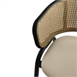 LeisureMod Ervilla Wicker Back and Leather Upholstered  Bar Stool in Taupe/Black