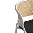LeisureMod Ervilla Wicker Back and Leather Upholstered Bar Stool in Black/White