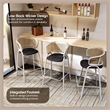 LeisureMod Ervilla Wicker Back and Leather Upholstered Bar Stool in Black/White