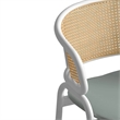LeisureMod Ervilla Wicker Back and Leather Upholstered Bar Stool in Gray/White