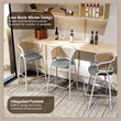 LeisureMod Ervilla Wicker Back and Leather Upholstered Bar Stool in Gray/White