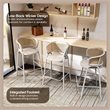 LeisureMod Ervilla Wicker Back and Leather Upholstered Bar Stool in White/White