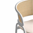 LeisureMod Ervilla Wicker Back and Leather Upholstered Bar Stool in White/White