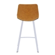 Elland Leather Upholstered Bar Stool in Light Brown/White Iron Legs & Footrest